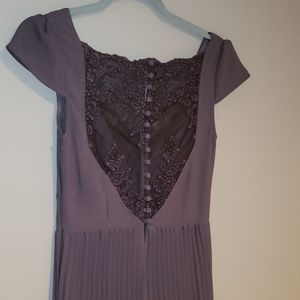 Asos pleated gray lace bridesmaid dress US 4